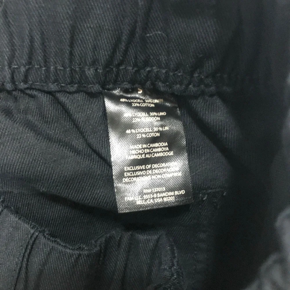 Banana Republic Womens Small Black Linen Blend Elastic Waist Patch Pocket Pants